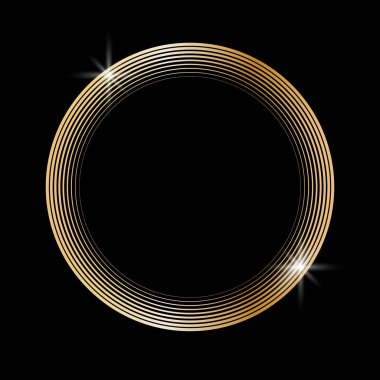 Siyah arka plan üzerinde izole altın glitter ile altın pırıltılı elips.