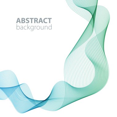 Mavi-yeşil soyut dalgalar arka plan, broşür, web sitesi, el ilanı tasarımı için dalgalı çizgiler. Saydam çizgiler.