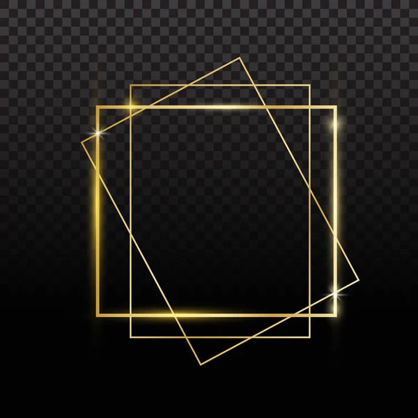 검은 색에 고립 된 황금 반짝이 와 황금 반짝이는 사각형 — 스톡 벡터
