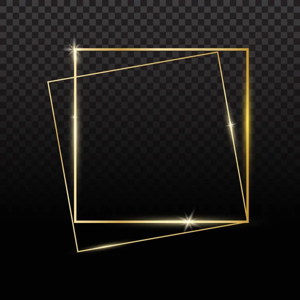 Gyllene glittrande rektangel med gyllene glitter isolerat på svart — Stock vektor