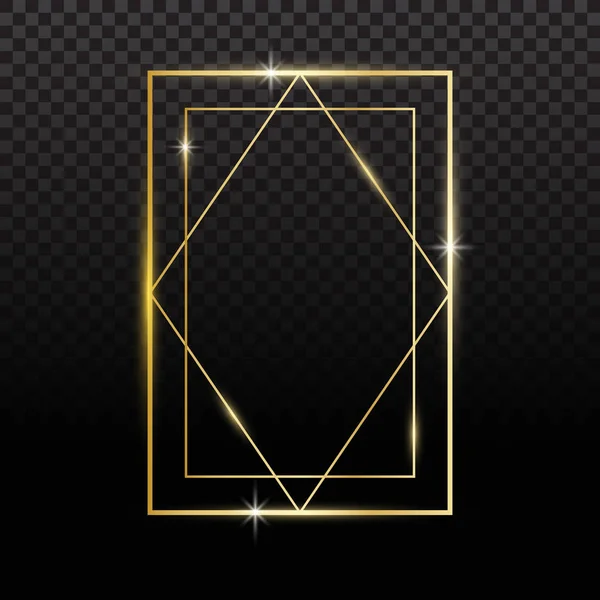 Gyllene glittrande rektangel med gyllene glitter isolerat på svart — Stock vektor