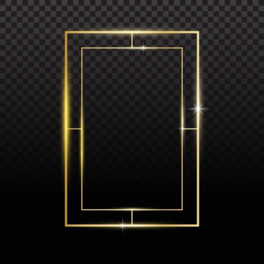 Siyah arka plan üzerinde izole altın glitter ile altın pırıltılı dikdörtgen.