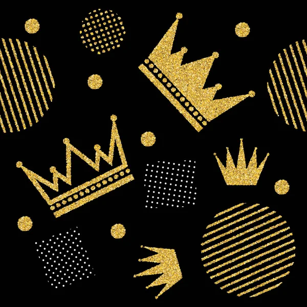 Ouro brilho coroa set iers conjunto de coroas rei. Diademas espumantes e coroas para o seu design . — Vetor de Stock