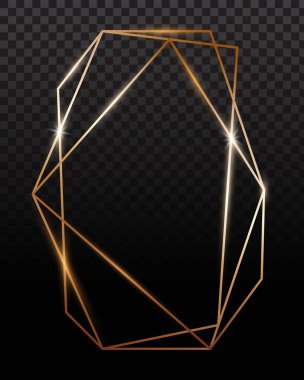 Bakır çerçeveler. Bakır geometrik çokyüzlü, Art deco tarzı düğün davetiyesi, lüks şablonlar.