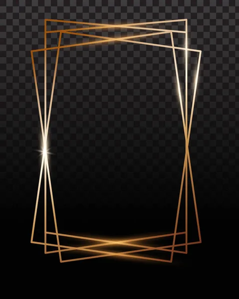 Koperframes. Koper geometrische polyeder, art deco stijl voor bruiloft uitnodiging, luxe sjablonen. — Stockvector