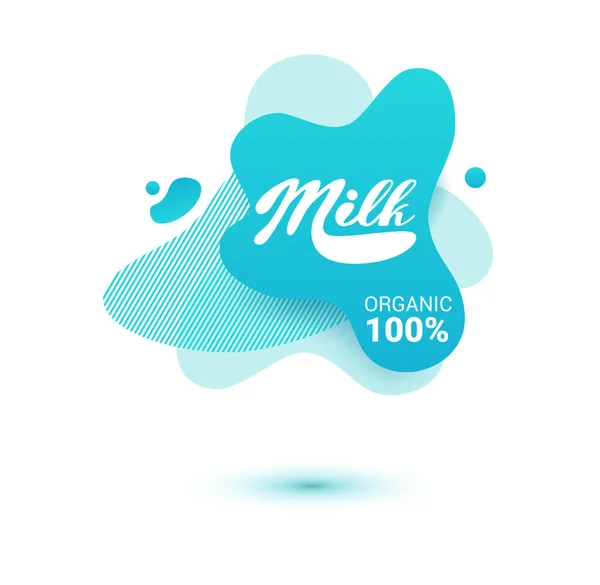 Milk Badge Dairy Labels Splashes Bolts Milk Badge Drop Splash — Stock Vector