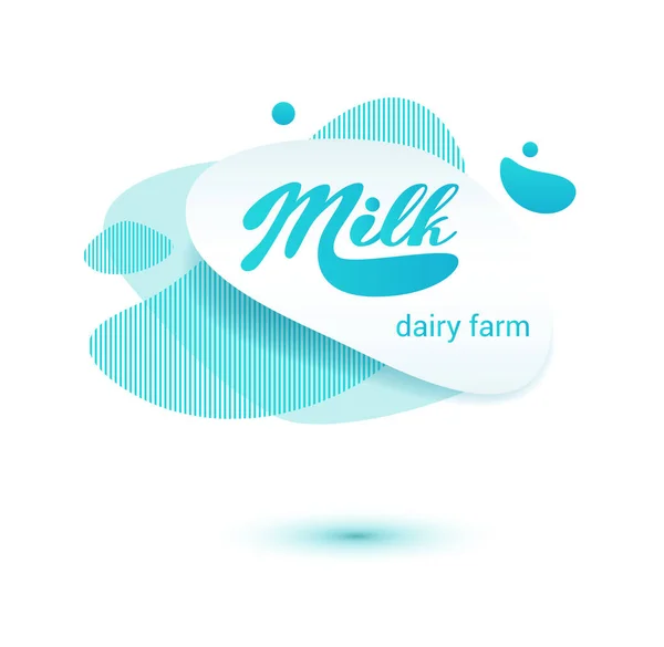 Milk Badge Dairy Labels Splashes Bolts Milk Badge Drop Splash — Stock Vector