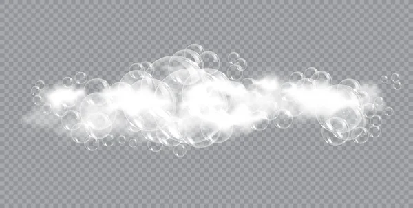 Bad skumtvål med bubblor isolerad vektor illustration på transparent bakgrund. Schampo och tvål lödder vektor illustration. — Stock vektor