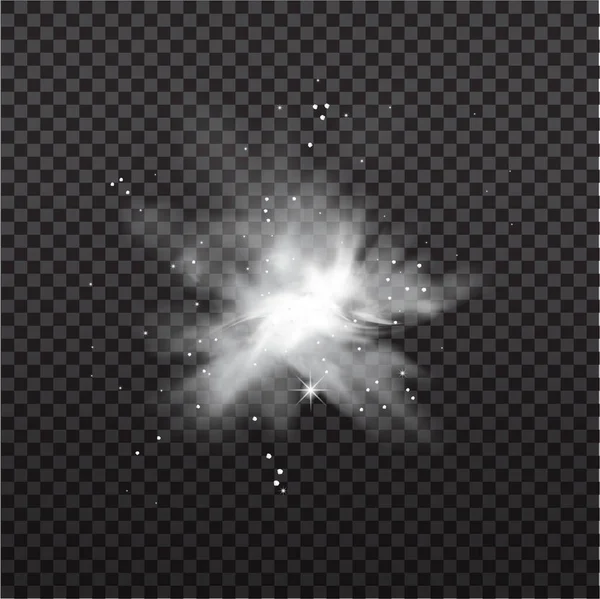 Kar tozu. Beyaz kar patlaması ya da toz bulutları, yılbaşı için tasarım elementleri, karanlık arka planda yeni yıl tatili. Vektör illüstrasyonu.