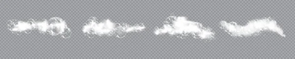 Bagno schiuma sapone con bolle isolato vettoriale illustrazione su sfondo trasparente. Set di shampoo e schiuma di sapone schiuma vettoriale illustrazione. — Vettoriale Stock