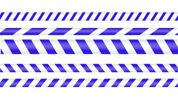 Blue police tape, crime danger line. Caution police lines isolated. Warning tapes. Set of blue warning ribbons. Vector illustration on white background. — Stock Vector