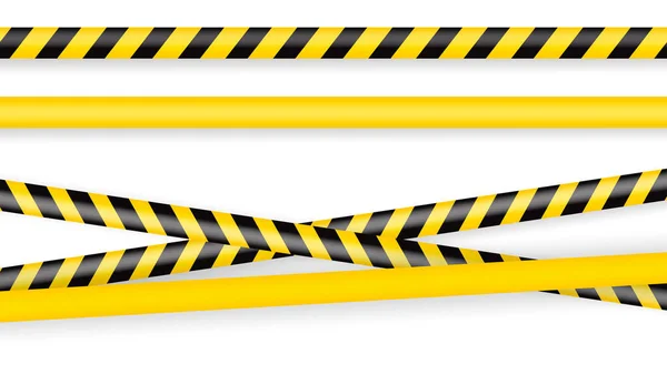 Police tape, crime danger line. Caution police lines isolated. Warning tapes. Set of yellow warning ribbons. Vector illustration on white background. — Stock Vector