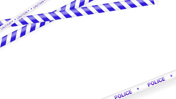 Blaues Polizeiband Gefahrenstelle Kriminalität Vorsicht Polizeistreifen Vereinzelt Warnbänder Set Blauer — Stockvektor