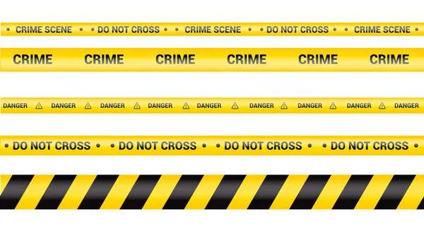 警戒线 犯罪危险线警戒线隔离 警告磁带 一套黄色的警戒带 白色背景的矢量说明 — 图库矢量图片