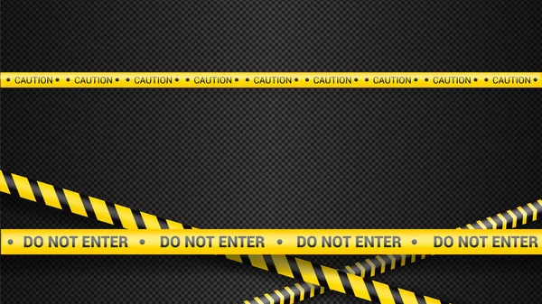 Police tape, crime danger line. Caution police lines isolated. Warning tapes. Set of yellow warning ribbons. Vector illustration on white background. Do not enter. — Stock Vector