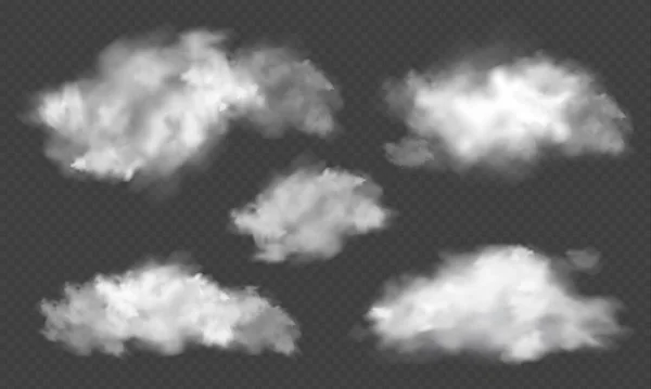 Nuvola trasparente realistica. Texture di nuvole per la decorazione dei modelli, web e stampa, texture realistica per tempesta e cielo. Illustrazioni vettoriali. — Vettoriale Stock