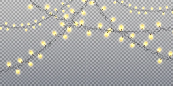 金冠球茎在透明的背景上被隔离 圣诞灯 为圣诞贺卡 招贴画 网页设计增光添彩 矢量说明 — 图库矢量图片