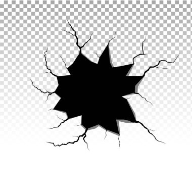 Zemin çatlakları. Deprem ve zemin çatlakları, delik etkisi, Craquelure ve hasarlı duvar dokusu. Vektör illüstrasyonları deprem, çarpma ve yıkım konularında kullanılabilir