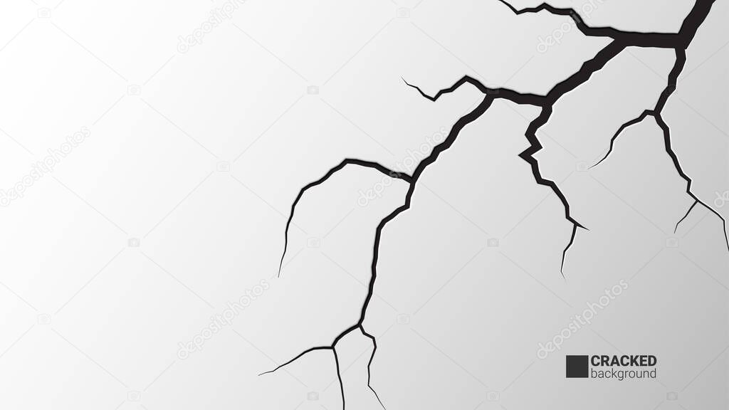 Ground cracks. Earthquake and ground cracks, hole effect, craquelure and damaged wall texture. Vector concept background can be used for topics earthquake, crash, destruction