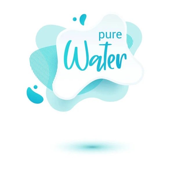 Etiqueta Água Mineral Etiqueta Azul Emblema Stikers Com Gotas Água — Vetor de Stock