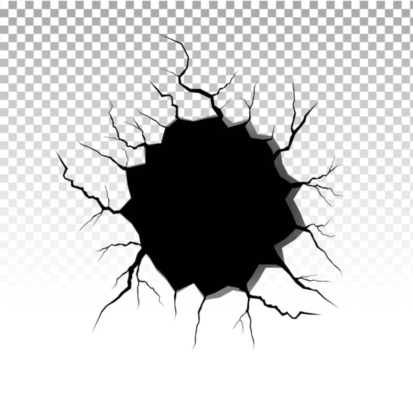 Zemin çatlakları. Deprem ve zemin çatlakları, delik etkisi, Craquelure ve hasarlı duvar dokusu. Vektör illüstrasyonları deprem, çarpma ve yıkım konularında kullanılabilir