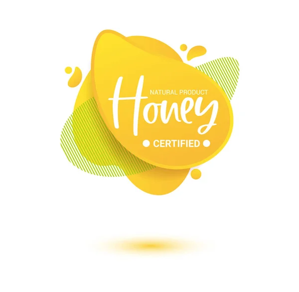 ハニーベクトルラベル 蜂蜜製品のための明るいと輝きのステッカー ラベル タグやバナー 新鮮な市場 農家市場 エコショップ 緑のバー 養蜂家のバッジやタグのために — ストックベクタ