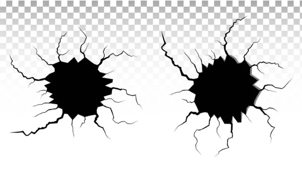 Fissures au sol. Tremblement de terre et fissures du sol, effet trou, craquelure et texture de paroi endommagée. Les illustrations vectorielles peuvent être utilisées pour les sujets tremblement de terre, accident, destruction. — Image vectorielle