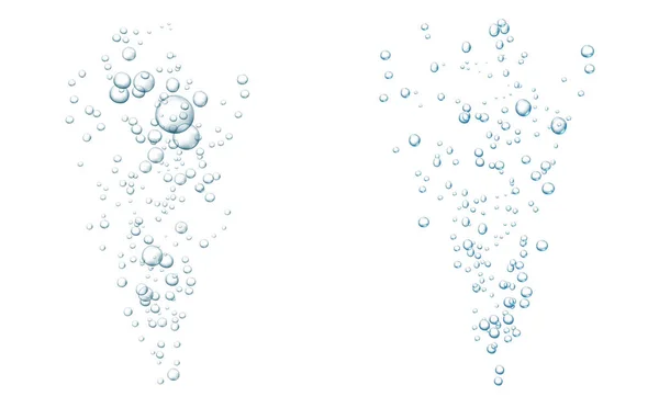 Mavi köpüklü köpükler. Suyun, denizin, akvaryumun içinde ışıldıyor. Fizzy pop ve coşkulu içki. Soyut taze soda kabarcıkları. Vektör illüstrasyonu