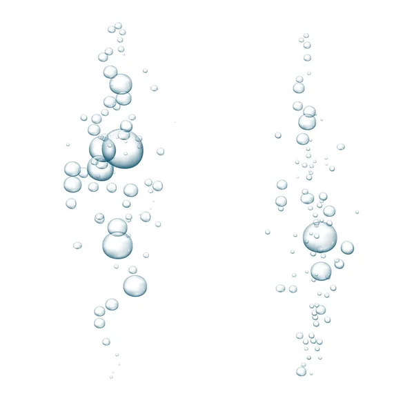 Blauwe bruisende bellen. Sparkles onderwater stroom in water, zee, aquarium. Fizzy pop en bruisende drank. Abstracte verse frisdrank bellen. Vectorillustratie. — Stockvector