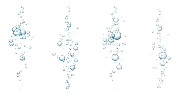 Mavi köpüklü köpükler. Suyun, denizin, akvaryumun içinde ışıldıyor. Fizzy pop ve coşkulu içki. Soyut taze soda kabarcıkları. Vektör illüstrasyonu.