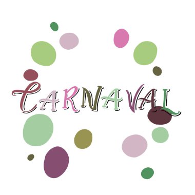 Karnaval el, parmak izi tasarımı için harfler çizmiş. Vektör çizimi. Karalama elementleriyle el yazısı mürekkep harfleri. Kart, poster, logo, baskı için bir ifade. Orijinal el yazısı Karnaval.