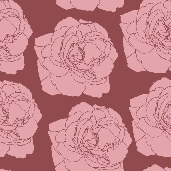 Seamless Pattern Hand Drawn Roses Vector Illustration Silhouette Designed Print — Stock Vector