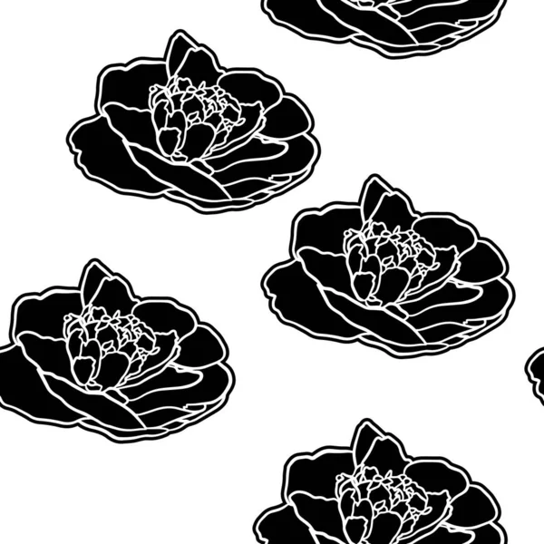 手描きの花とシームレスなパターン ベクターイラスト — ストックベクタ