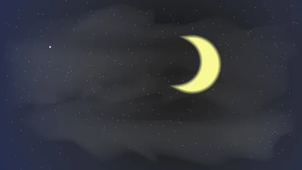 Estrellas Luna Cielo Noche Fondo Vector Ilustración Plana Vector — Vector de stock