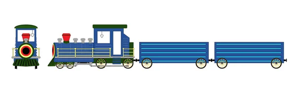 蒸気機関車ブルー ホワイト バック グラウンド ベクトル図に分離 — ストックベクタ