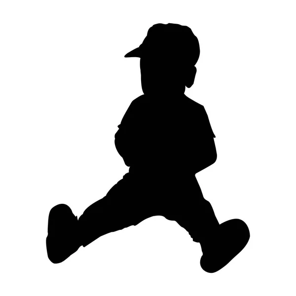 Silhouette Black Child Sitting Vector Illustration — Stock Vector