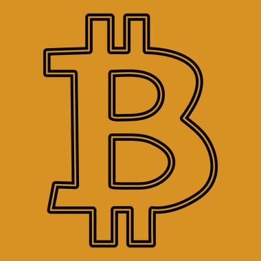Bitcoin vektör Bitkoins simgesi simgesi sarı bir arka plan üzerinde. İllüstrasyon