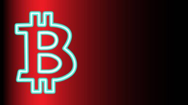 Bitcoin sembolü neon kırmızı arka plan vektör çizim