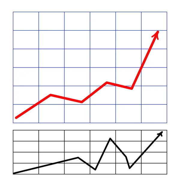 Gráfico Com Seta Vetor Vermelho Fundo Branco — Vetor de Stock