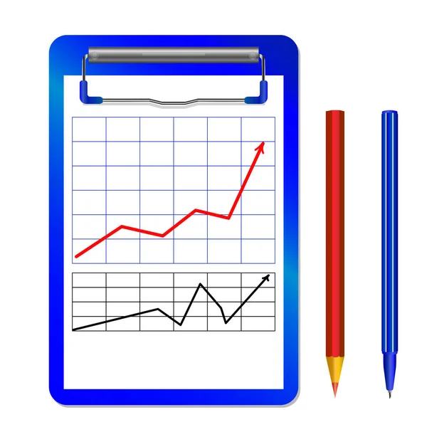 Mapp Med Klipp Med Diagram Och Färg Penna Och Penna — Stock vektor