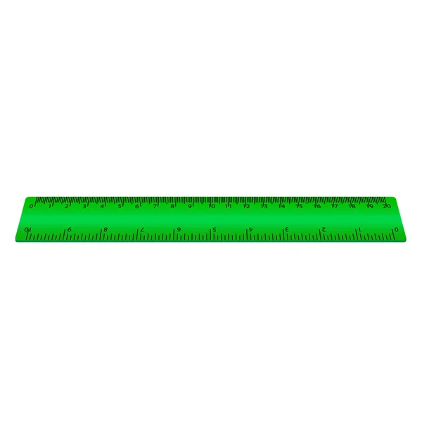 Zelené Pravítko Čísly Izolovaných Bílém Pozadí Vektor — Stockový vektor