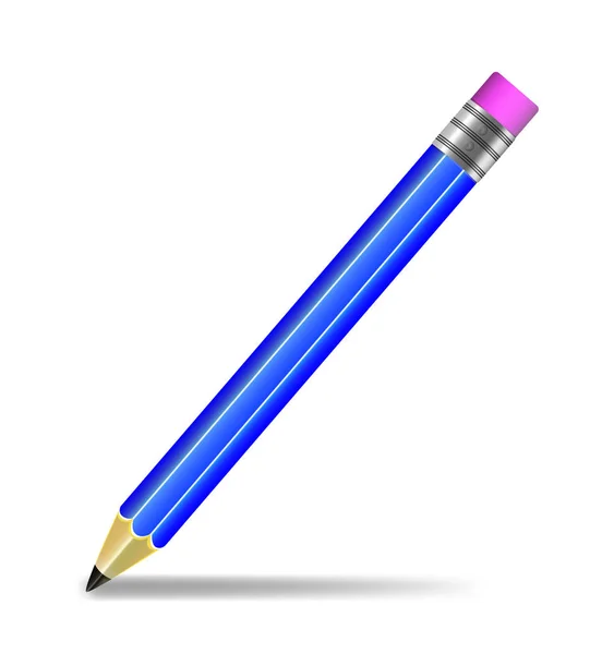 Blå Penna Vit Bakgrund Isolerade Med Skugga — Stock vektor