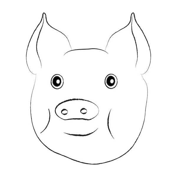 Ilustración vector cabeza de cerdo aislado en el icono de fondo blanco — Archivo Imágenes Vectoriales