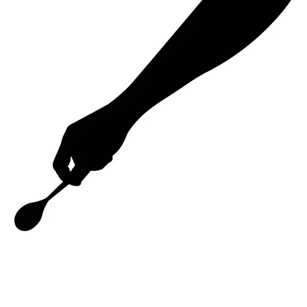 V ruce lžíci silueta vektorové ilustrace, lžíce — Stockový vektor