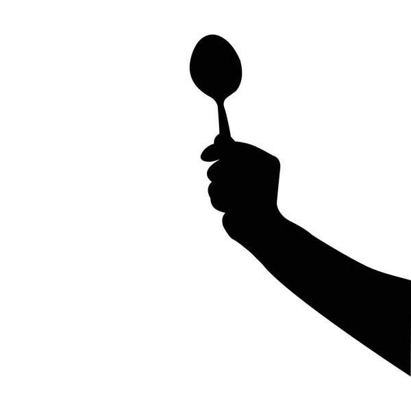Cuillère à soupe dans la silhouette de la main illustration vectorielle, cuillère à soupe — Image vectorielle