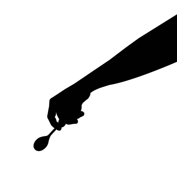 Löffel in der Hand Silhouette Vektor Illustration, Esslöffel — Stockvektor