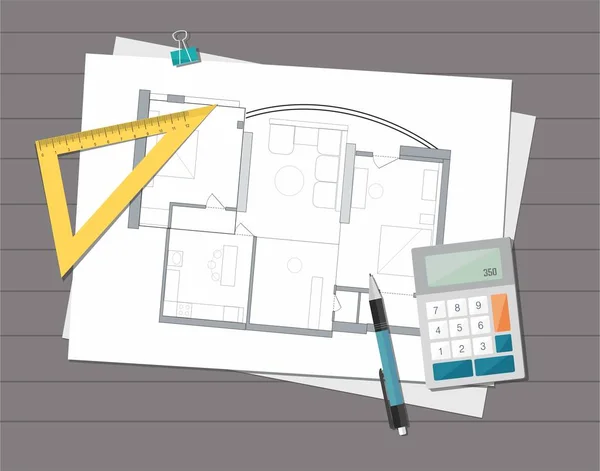 Teknik Proje ev planı mimar. İnşaat arka plan.