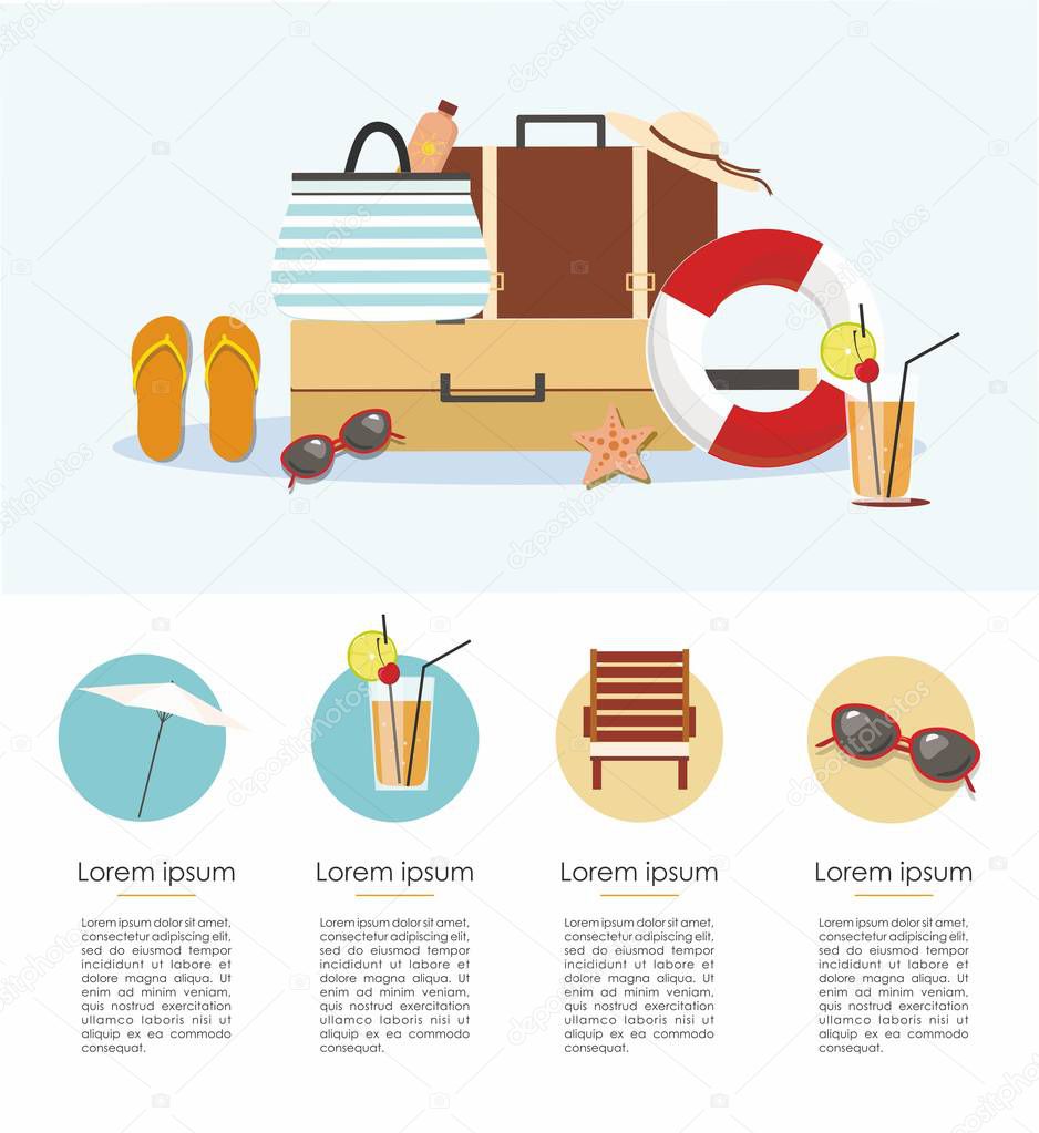 Summer Vacation and Tourism Infographic. Beach Accessories 