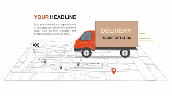 Red Cargo Delivery transporation Infografía comercial con transporte — Vector de stock