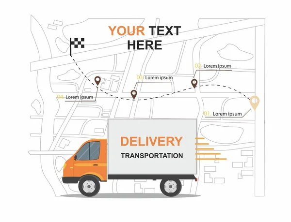 Orange Cargo Delivery transporation Infografía comercial con transporte — Archivo Imágenes Vectoriales